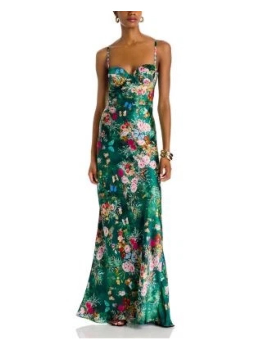 L’Agence Sayla Charonda Green Butterfly Silk Slip Dress Gown NWT $750 sz8